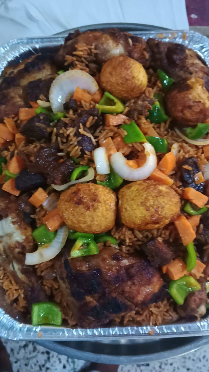 Jollof Rice with Fried Chicken